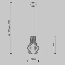 Maytoni Hängelampe Roots, Ø 20 cm, Höhe 31 cm, Holz/schwarz