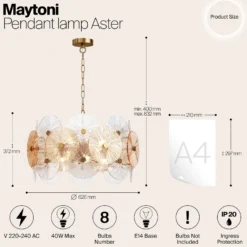 Maytoni Hängeleuchte Aster, Glas, Ø 62,6 cm, 8 x E14