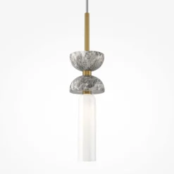 Maytoni Hängeleuchte Kyoto, gold, Ø 10 cm, Marmor, Glas