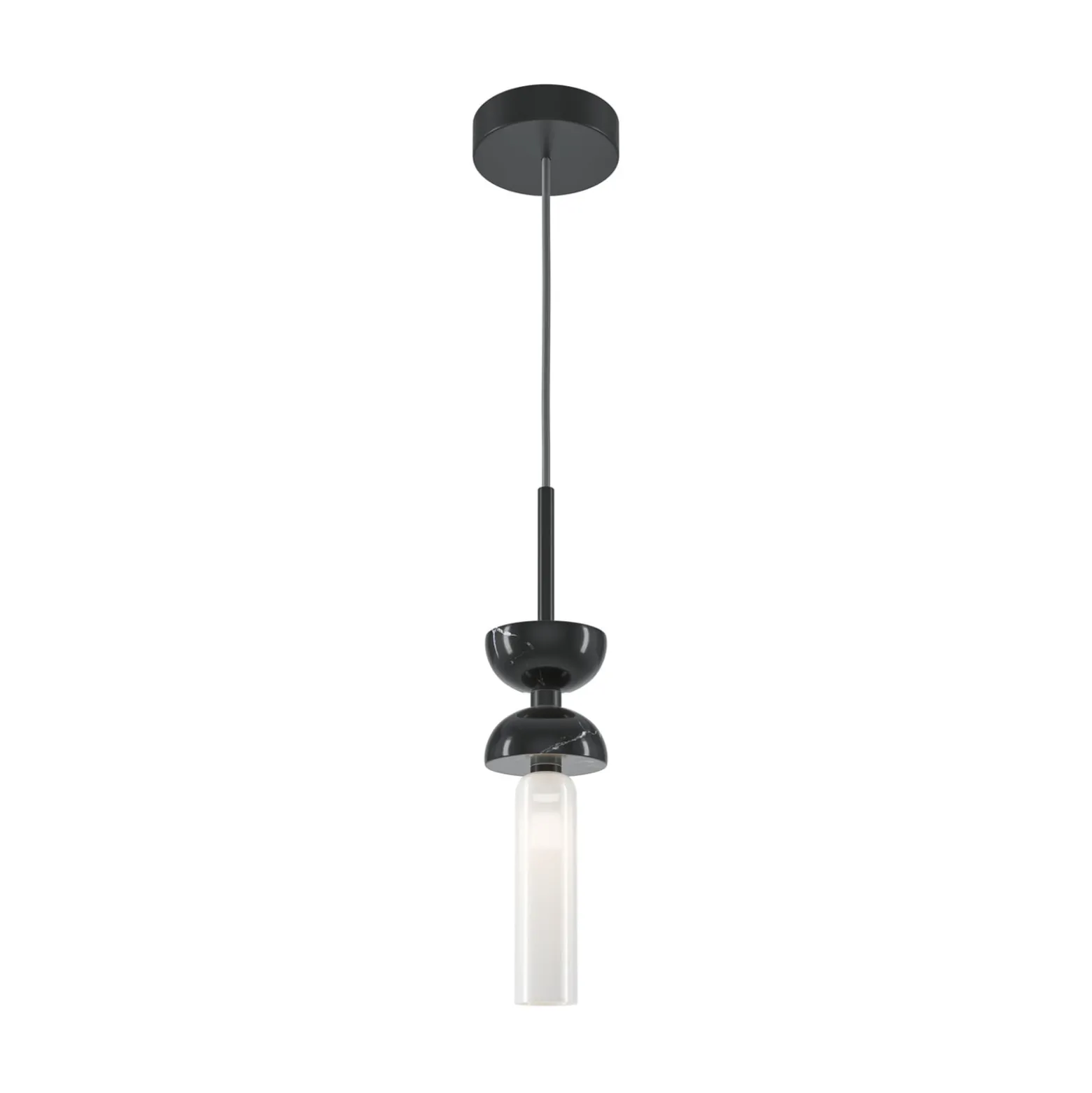Maytoni Hängeleuchte Kyoto, schwarz, Ø 10 cm, Marmor, Glas