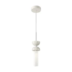 Maytoni Hängeleuchte Kyoto, weiß, Ø 10 cm, Marmor, Glas