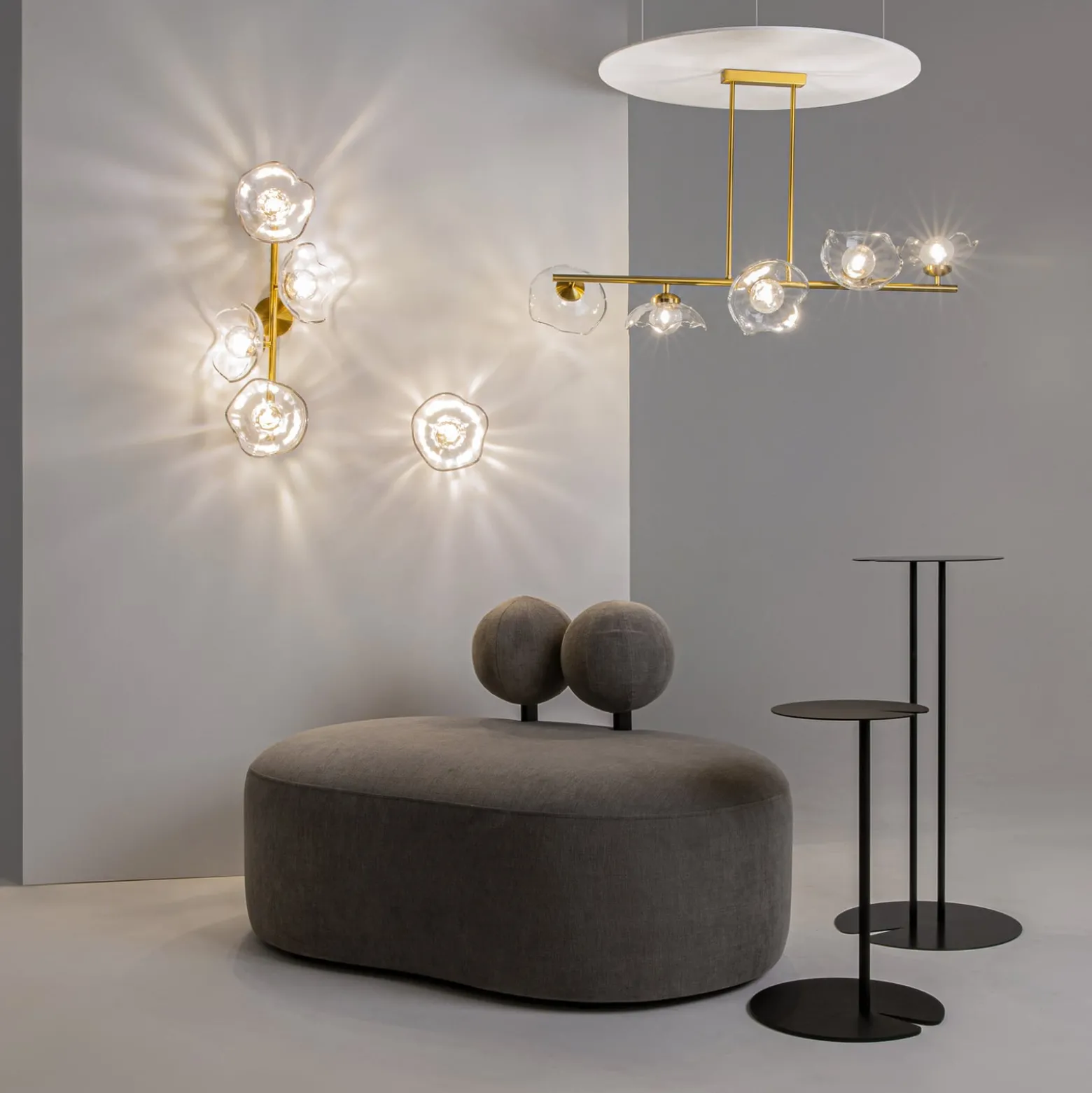 Maytoni Hängeleuchte Miracle, 5-flammig, messingfarben, Glas
