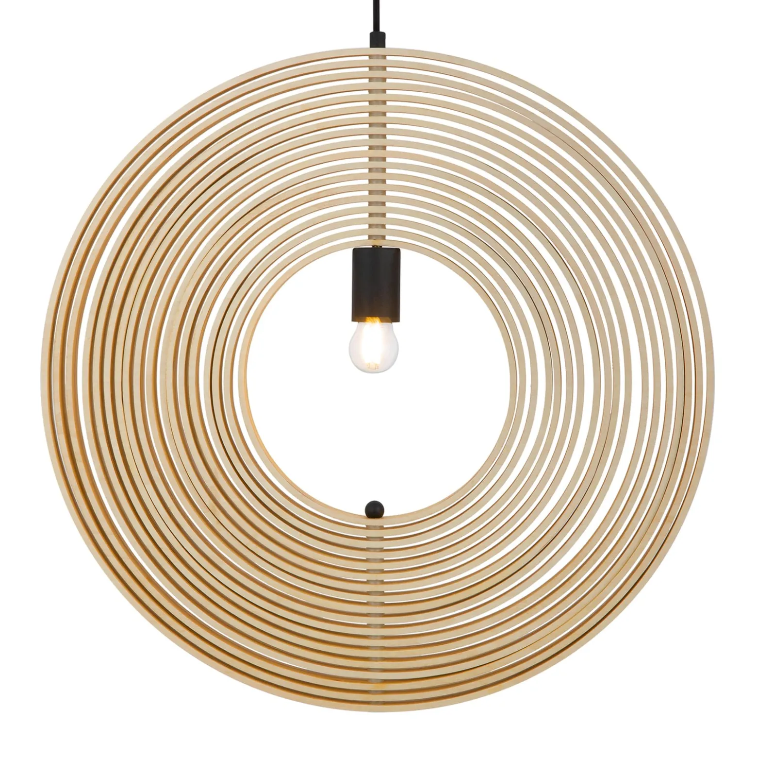 Maytoni Hängeleuchte Roots, Kugelform, Ø 60 cm, Holz/schwarz