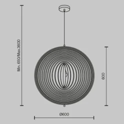 Maytoni Hängeleuchte Roots, Kugelform, Ø 60 cm, Holz/schwarz