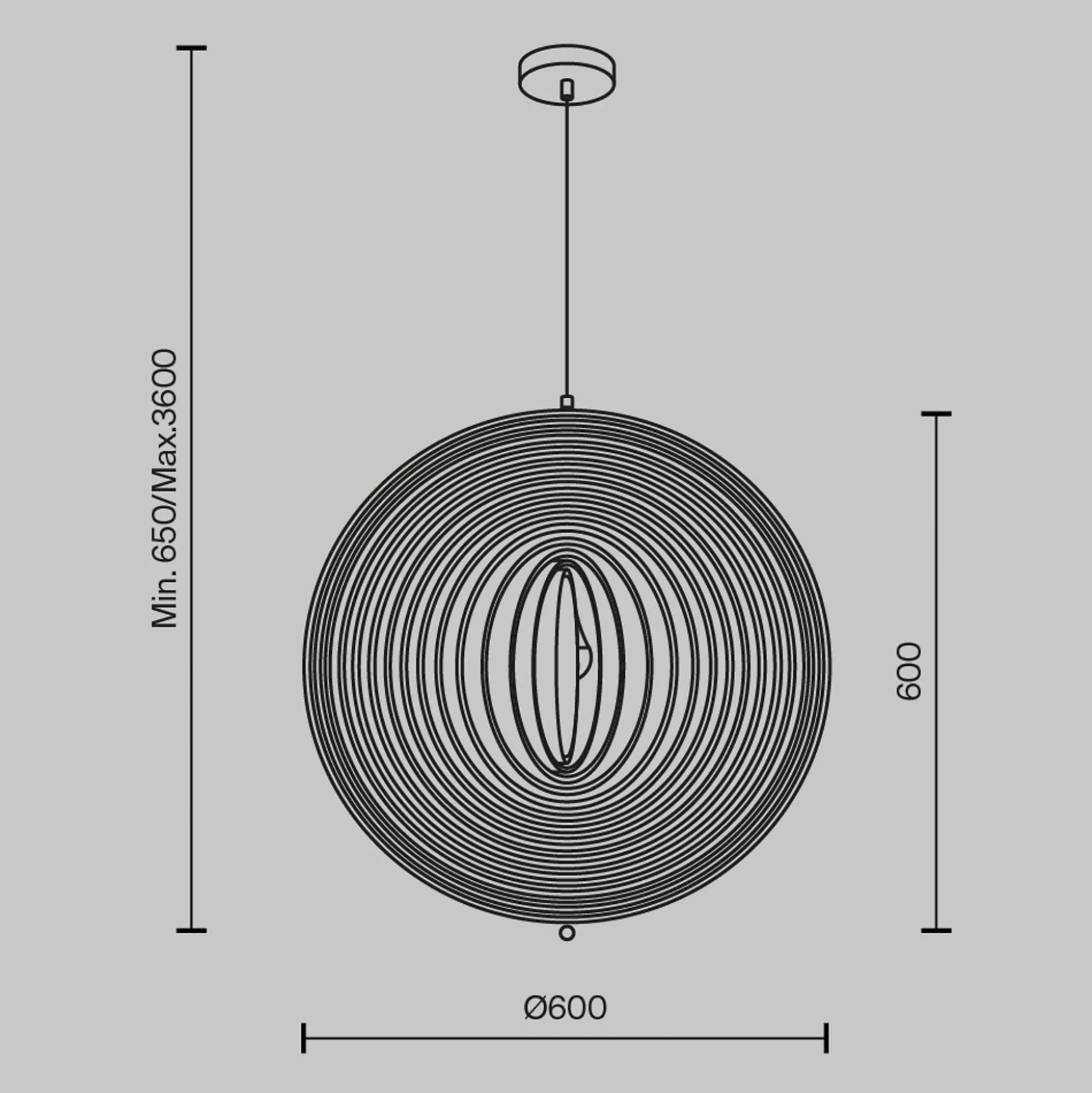 Maytoni Hängeleuchte Roots, Kugelform, Ø 60 cm, Holz/schwarz