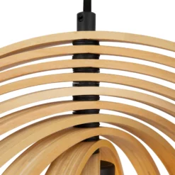 Maytoni Hängeleuchte Roots, Kugelform, Ø 43 cm, Holz/schwarz