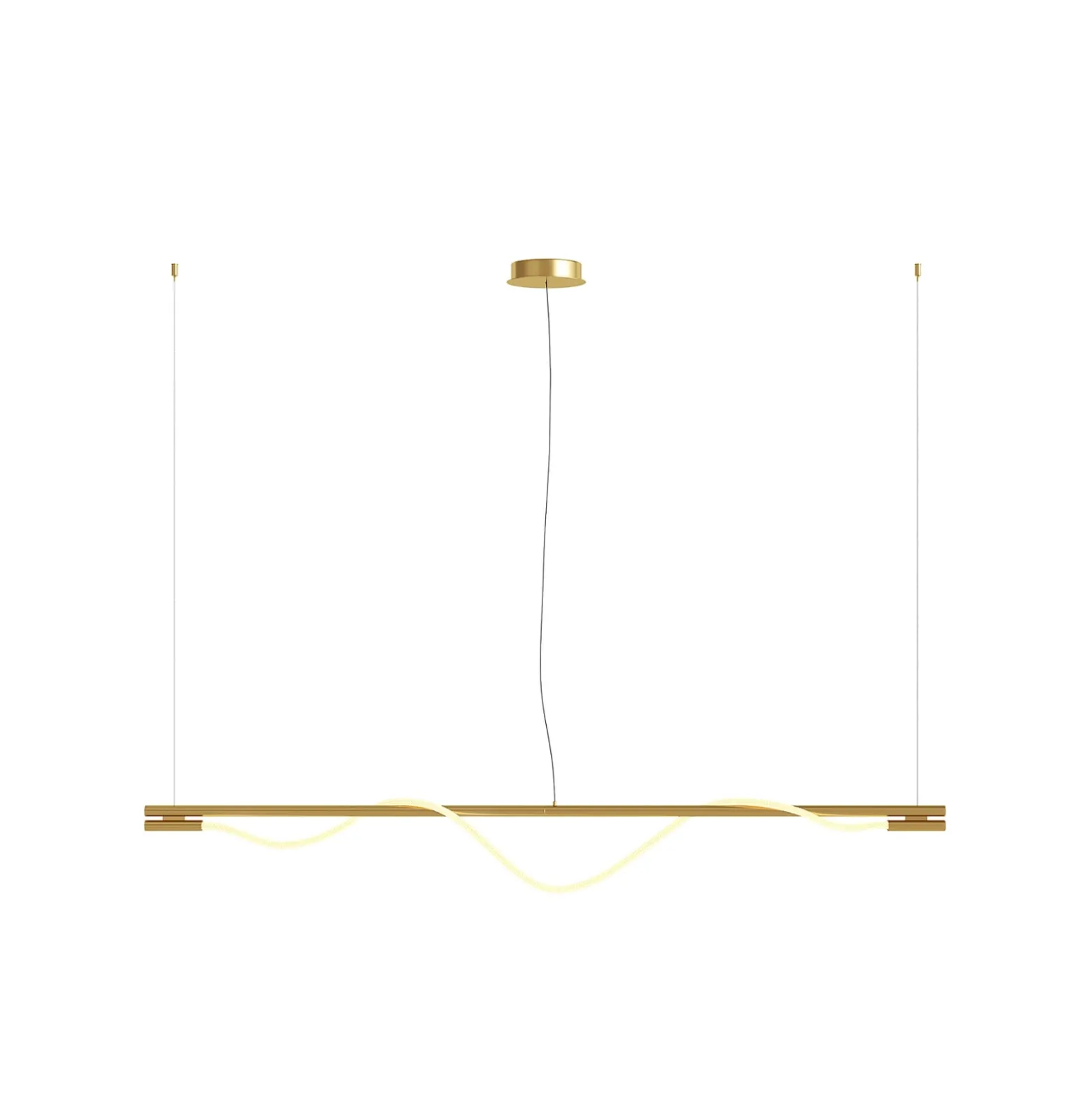 Maytoni LED-Hängelampe Tau, goldfarben, Metall, 180 cm lang