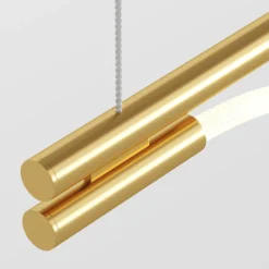 Maytoni LED-Hängelampe Tau, goldfarben, Metall, 180 cm lang