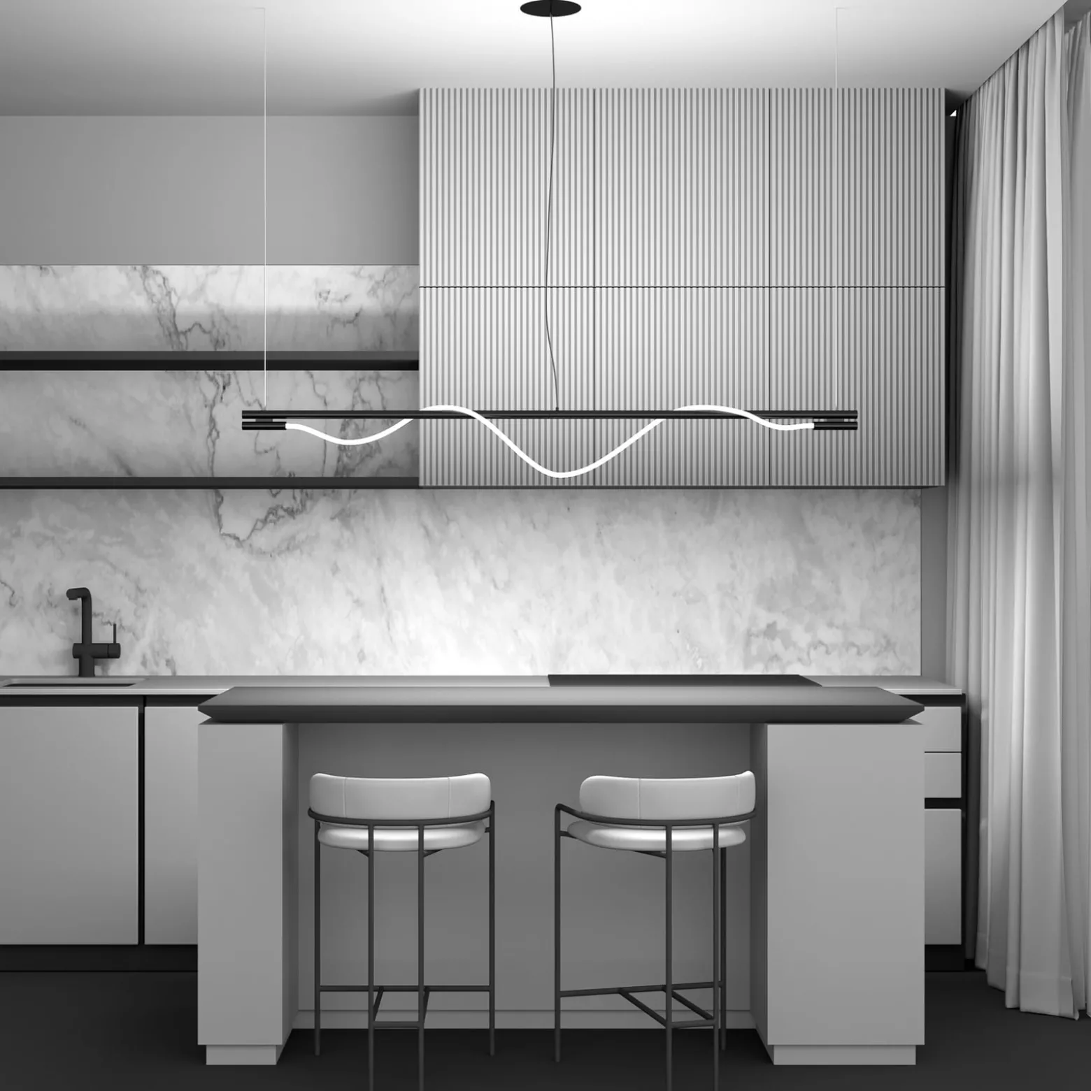 Maytoni LED-Hängelampe Tau, goldfarben, Metall, 180 cm lang