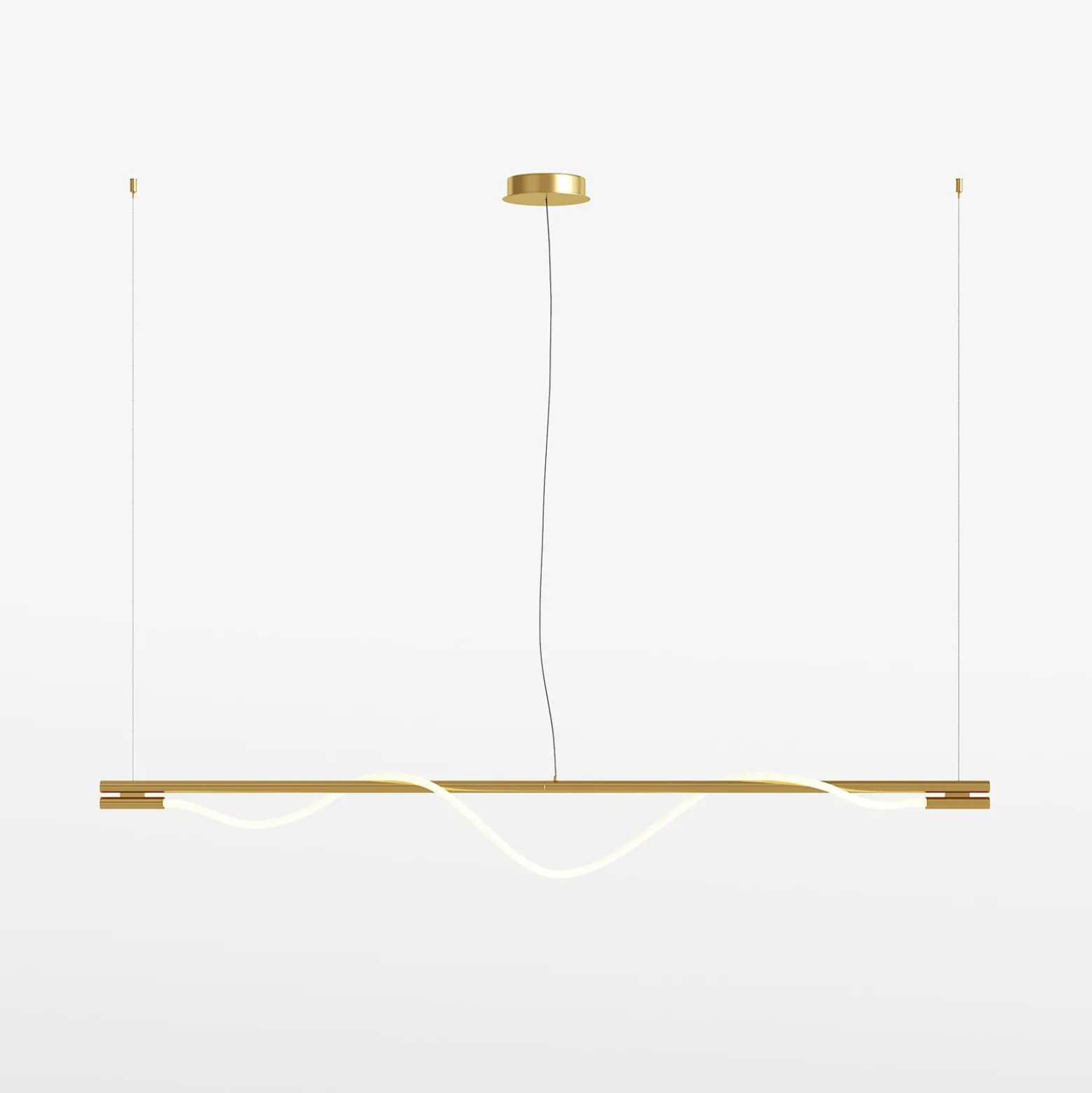 Maytoni LED-Hängelampe Tau, goldfarben, Metall, 180 cm lang