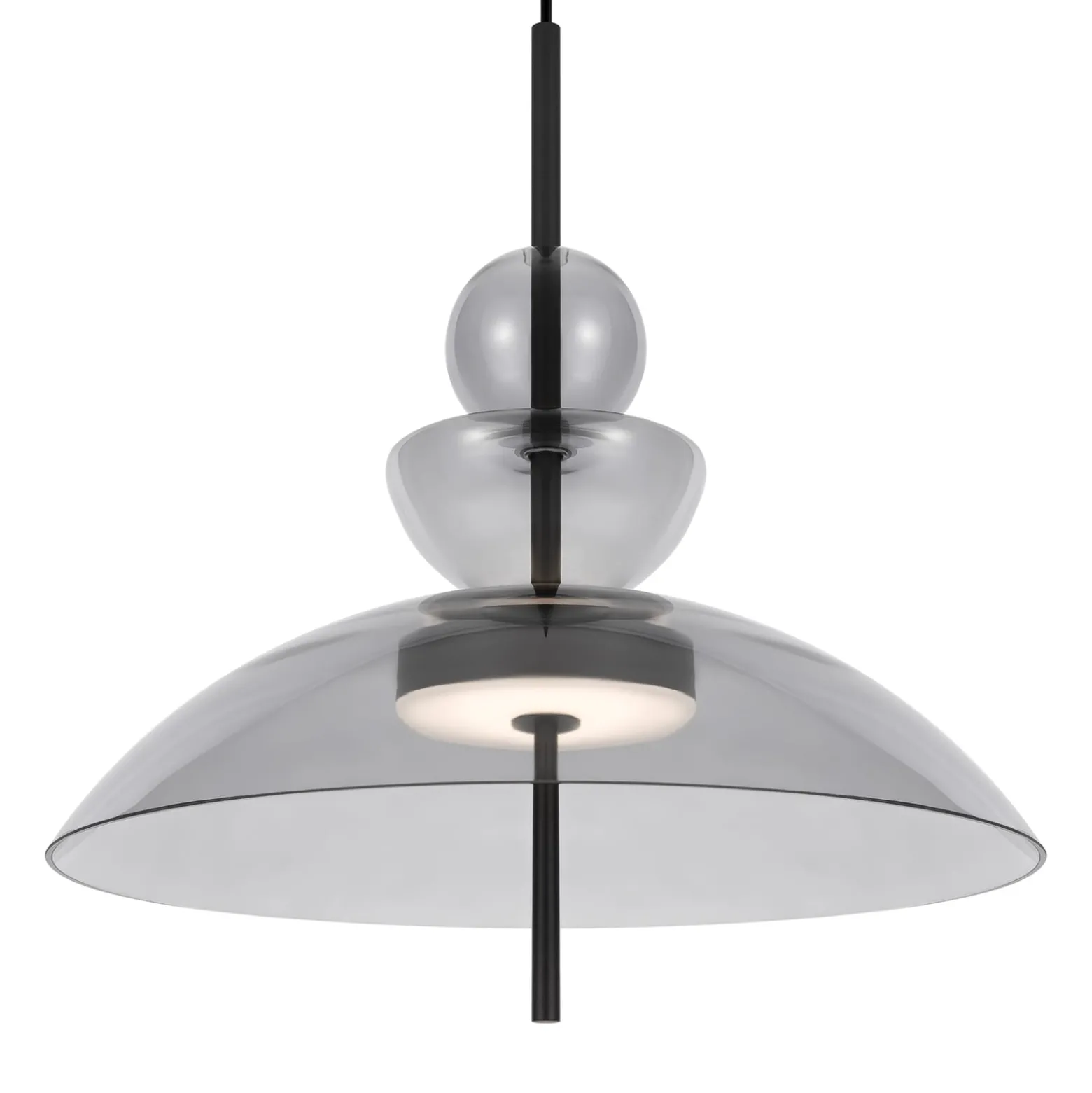 Maytoni LED-Hängeleuchte Bangkok, Ø 40 cm, hellgrau, Glas