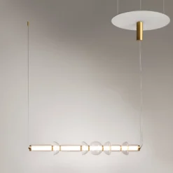 Maytoni LED-Hängeleuchte Cosmo, messing, Länge 98 cm, Glas