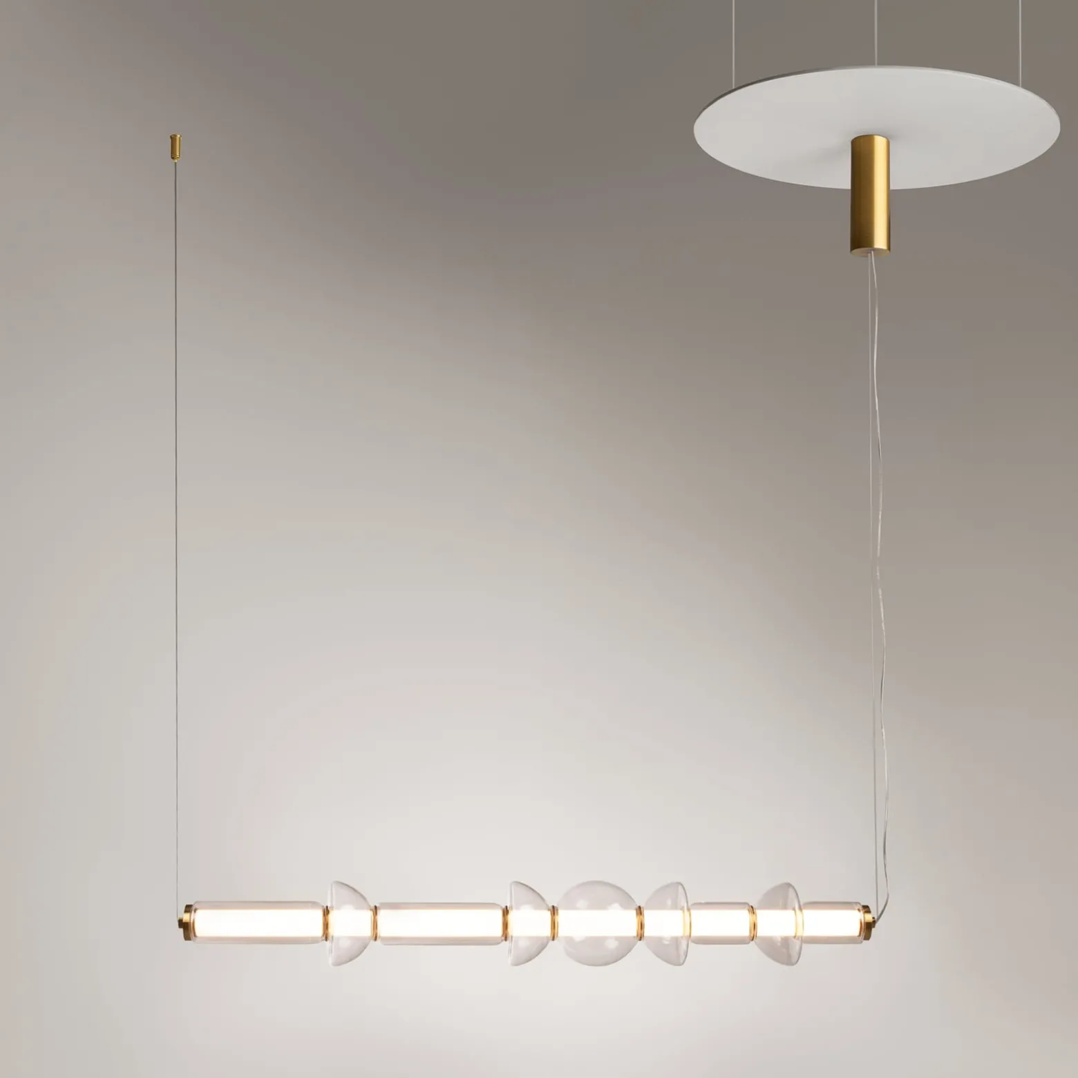 Maytoni LED-Hängeleuchte Cosmo, messing, Länge 98 cm, Glas