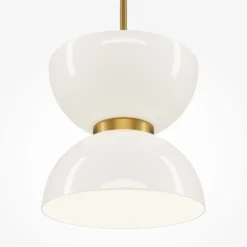 Maytoni LED-Hängeleuchte Kyoto, gold/weiß, Ø 22 cm, Glas