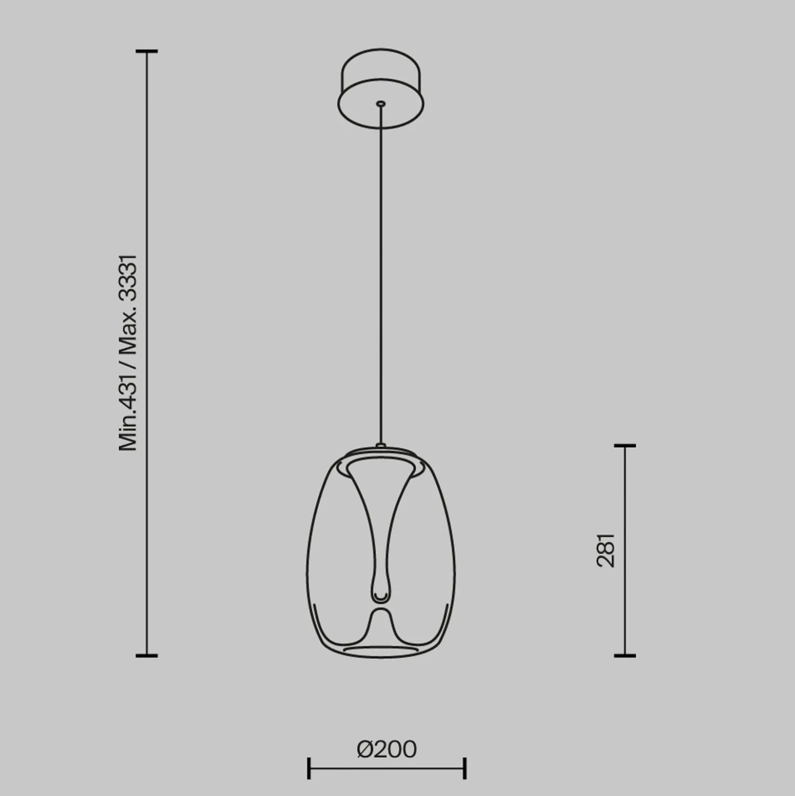 Maytoni LED-Hängeleuchte Splash, rauchgrau, Ø 20 cm, Glas