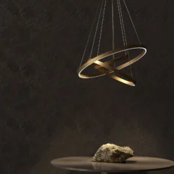 Maytoni Rim LED-Hängelampe, 840, 3 Ringe, messing