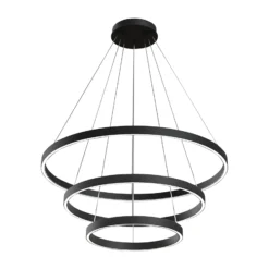 Maytoni Rim LED-Hängelampe, 840, 3 Ringe, schwarz