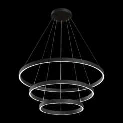 Maytoni Rim LED-Hängelampe, 840, 3 Ringe, schwarz