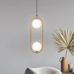 Maytoni Ring Hängeleuchte 2-flammig messing/weiß