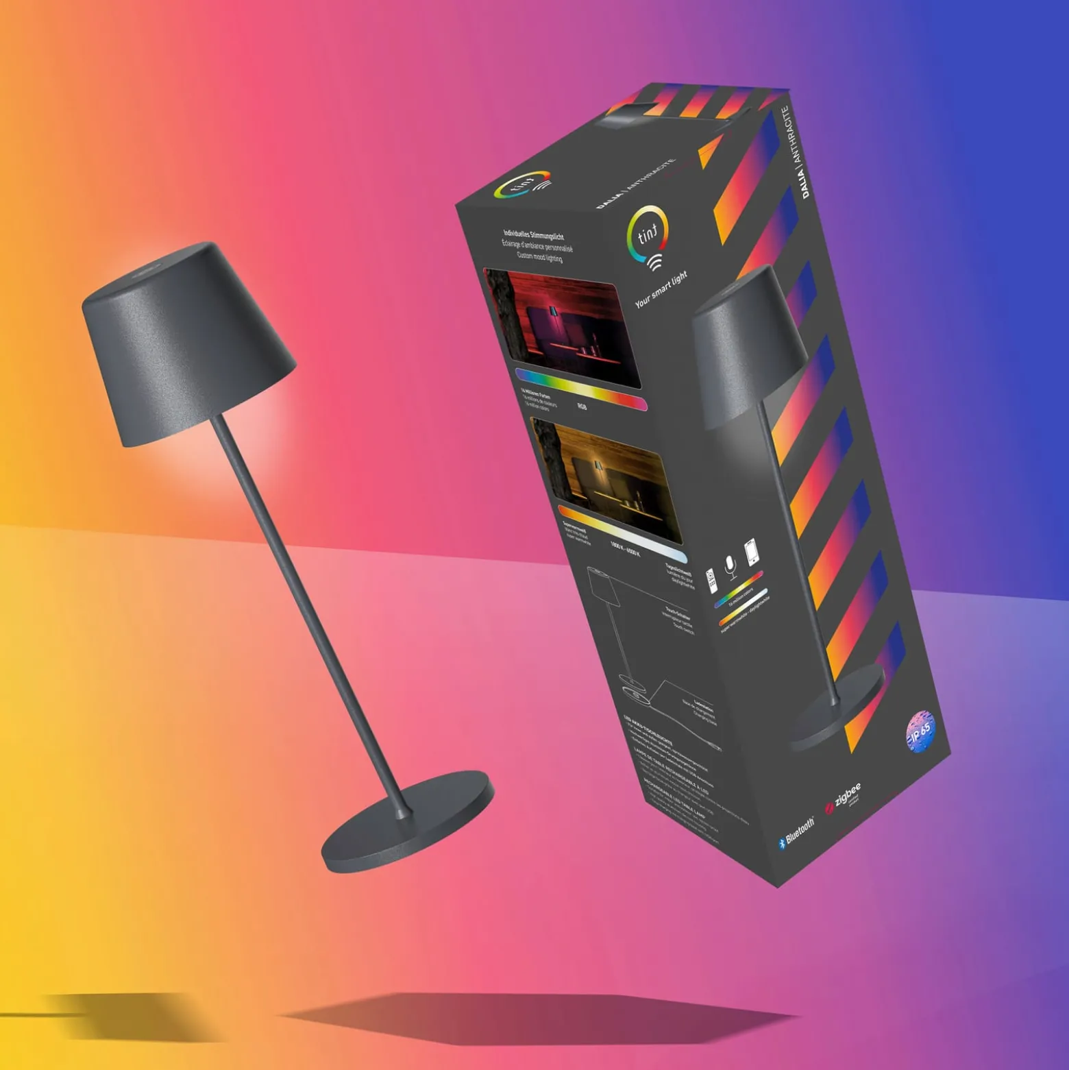 Müller Licht tint LED-Akku-Tischleuchte Dalia, Alu anthrazit