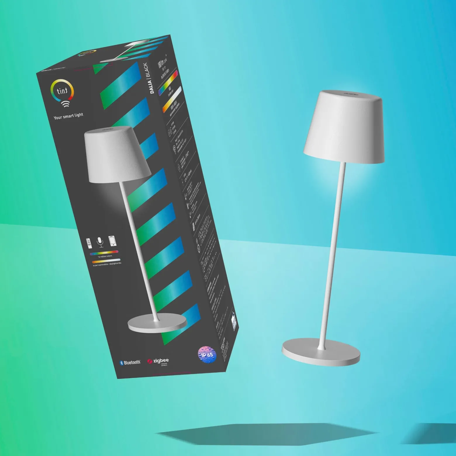 Müller Licht tint LED-Akku-Tischleuchte Dalia, Alu, weiß