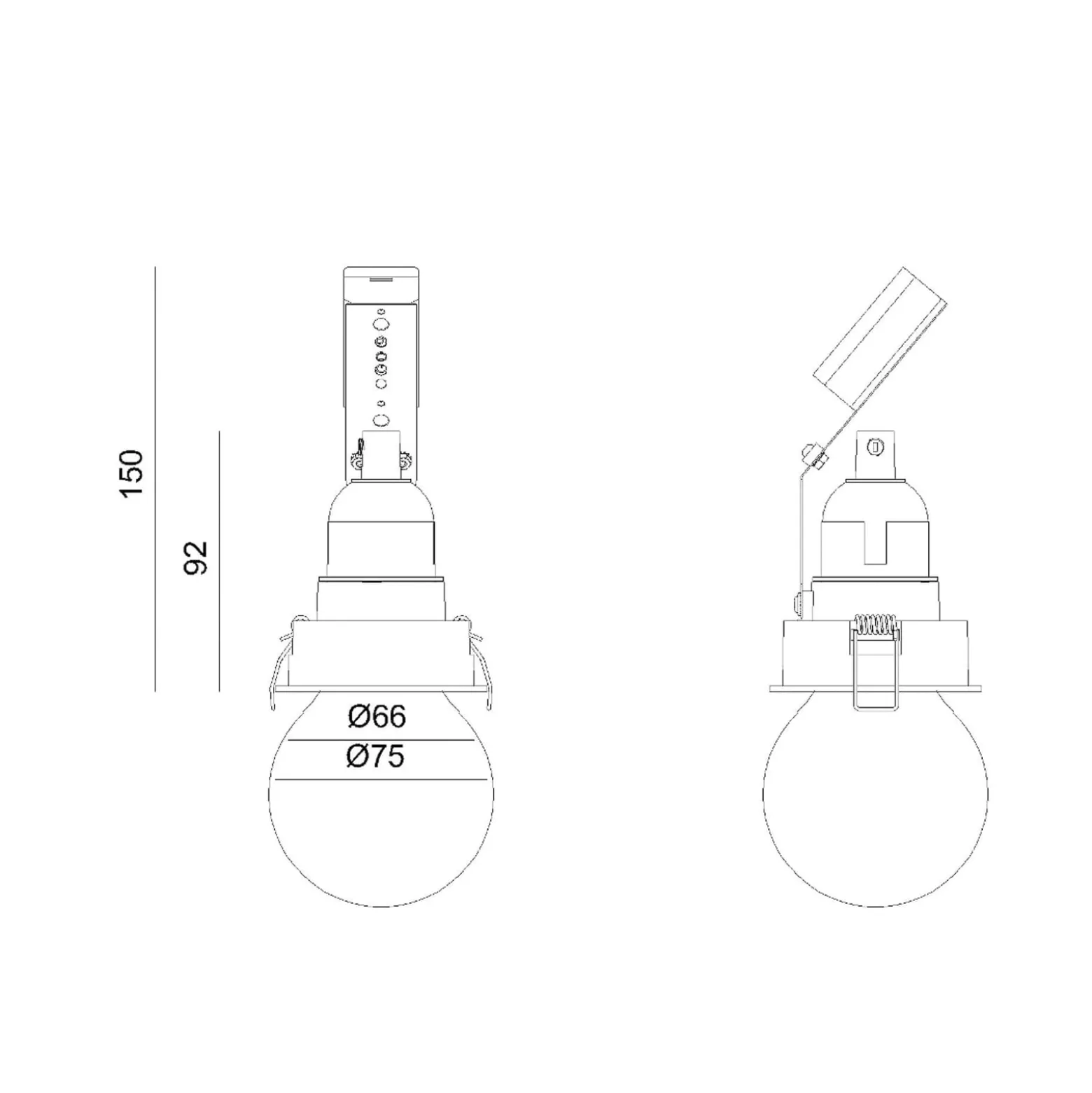 Molto Luce Einbaulampe Willi 68R, weiß, Aluminium, E27