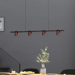 Molto Luce Hängelampe Nuun PD, schwarz/kaffeebraun, 4-flg.