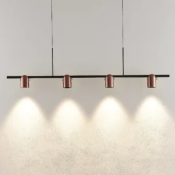 Molto Luce Hängelampe Nuun PD, schwarz/kaffeebraun, 4-flg.
