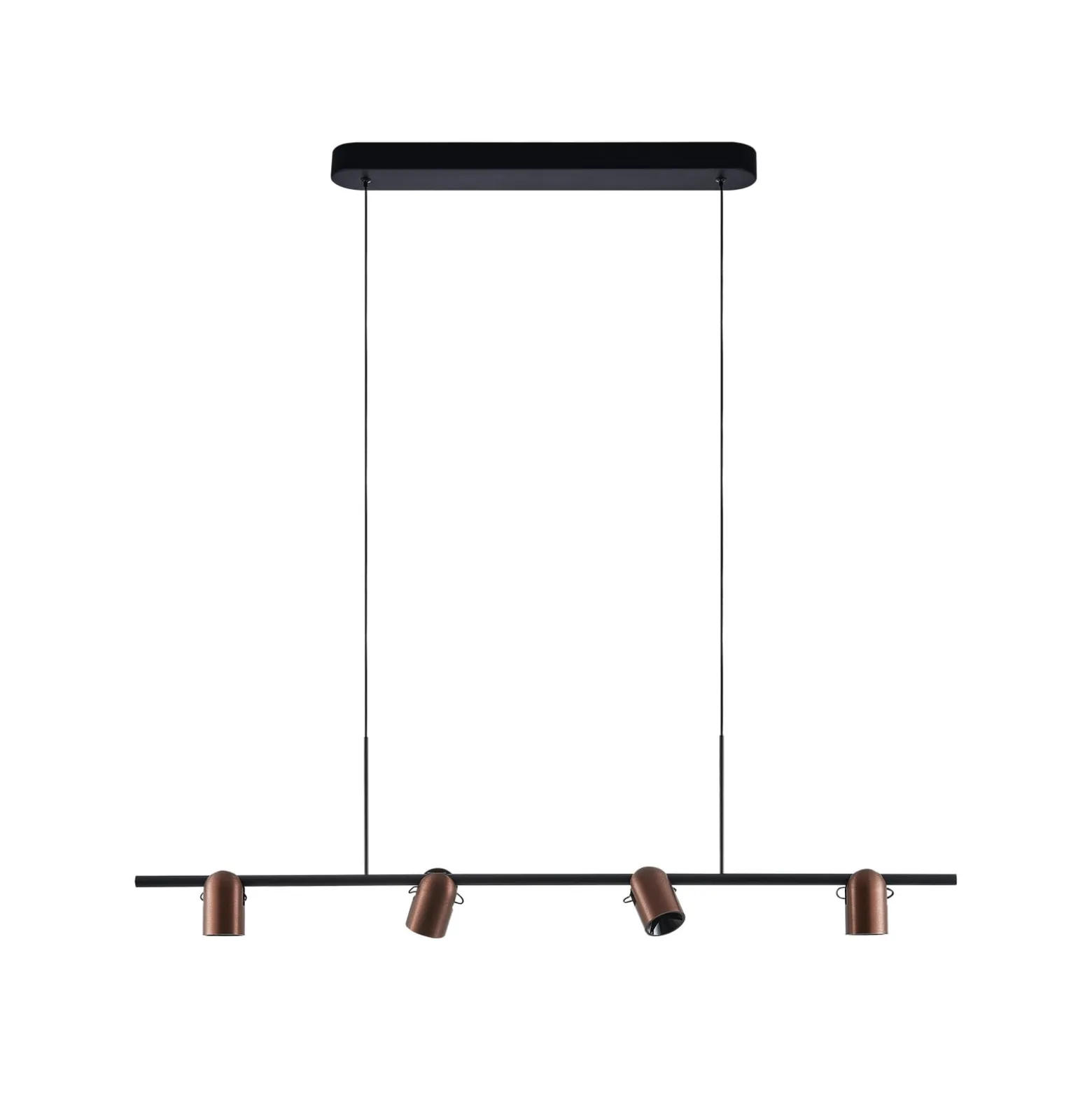 Molto Luce Hängelampe Nuun PD, schwarz/kaffeebraun, 4-flg.