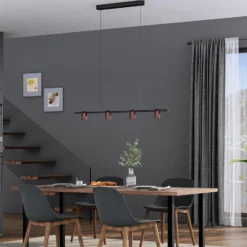 Molto Luce Hängelampe Nuun PD, schwarz/kaffeebraun, 4-flg.