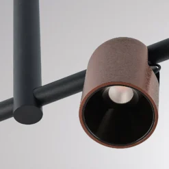 Molto Luce Hängelampe Nuun SD, schwarz/kaffeebraun, 3-flg.