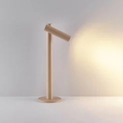 Molto Luce LED-Akku-Tischlampe Mimo T, sandfarben, Aluminium