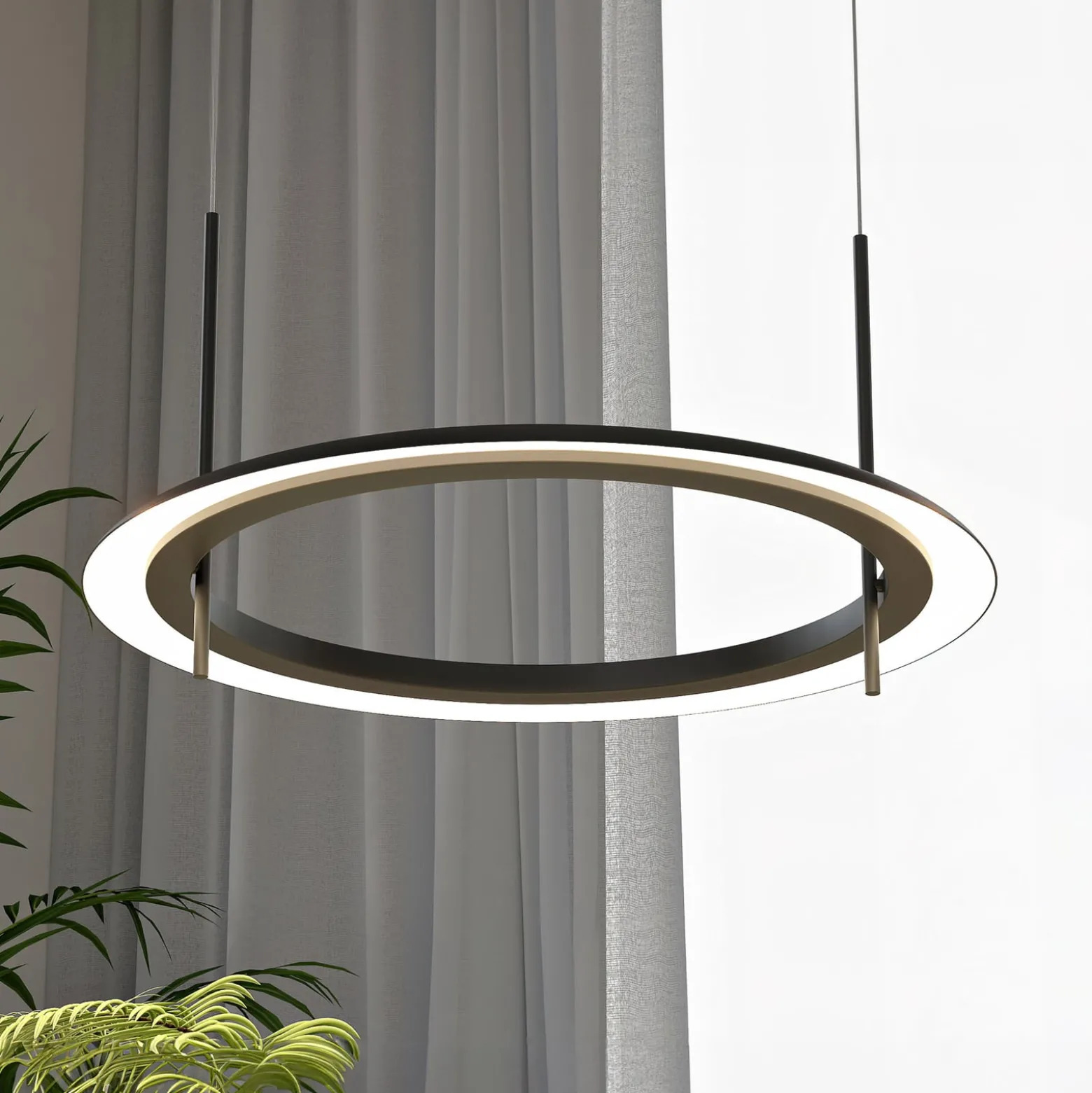 Molto Luce LED-Hängelampe Vuto PD, schwarz, Ø 60 cm, Alu