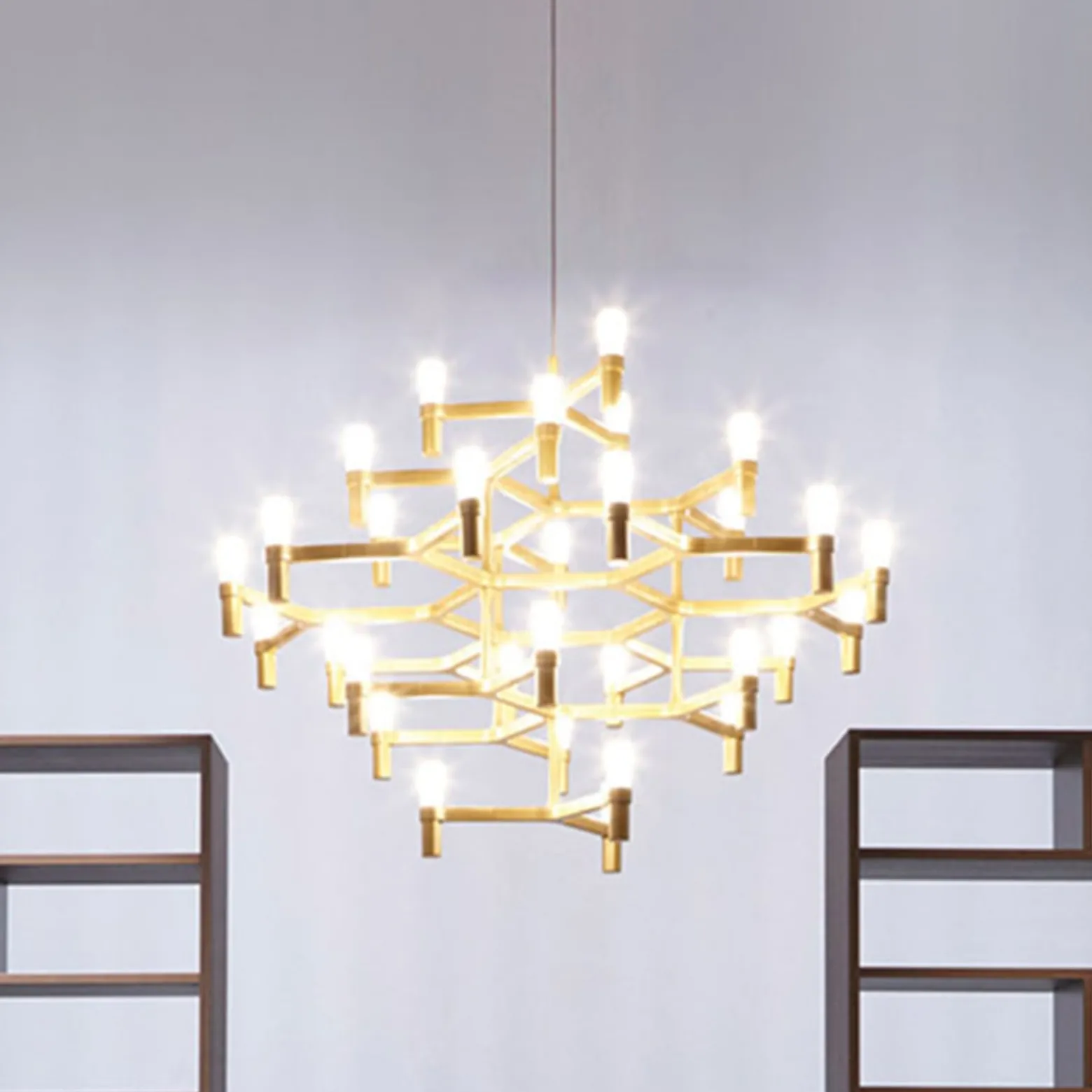 Nemo Crown Major Hängelampe 30-flammig gold lack.