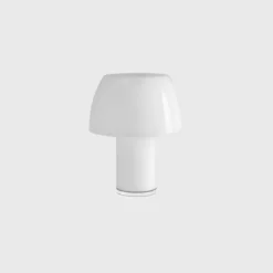 Nemo LED-Akku-Tischleuchte Lorosae, weiß, Glas, IP54, USB