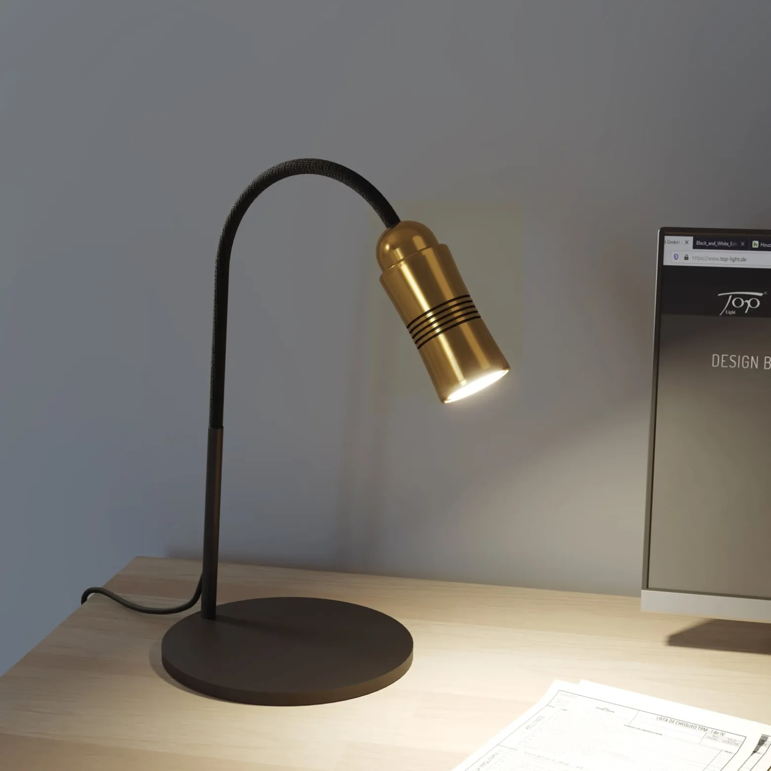 Neo! Table LED-Tischlampe dimmbar messing/schwarz