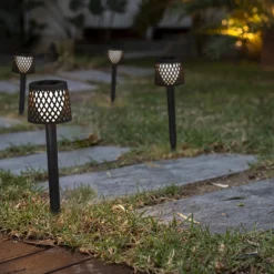 Newgarden LED-Solarleuchte Gretita, schwarz, Erdspieß, 4er