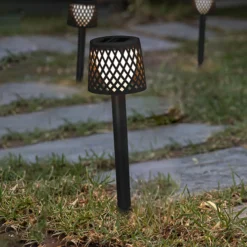 Newgarden LED-Solarleuchte Gretita, schwarz, Erdspieß, 4er