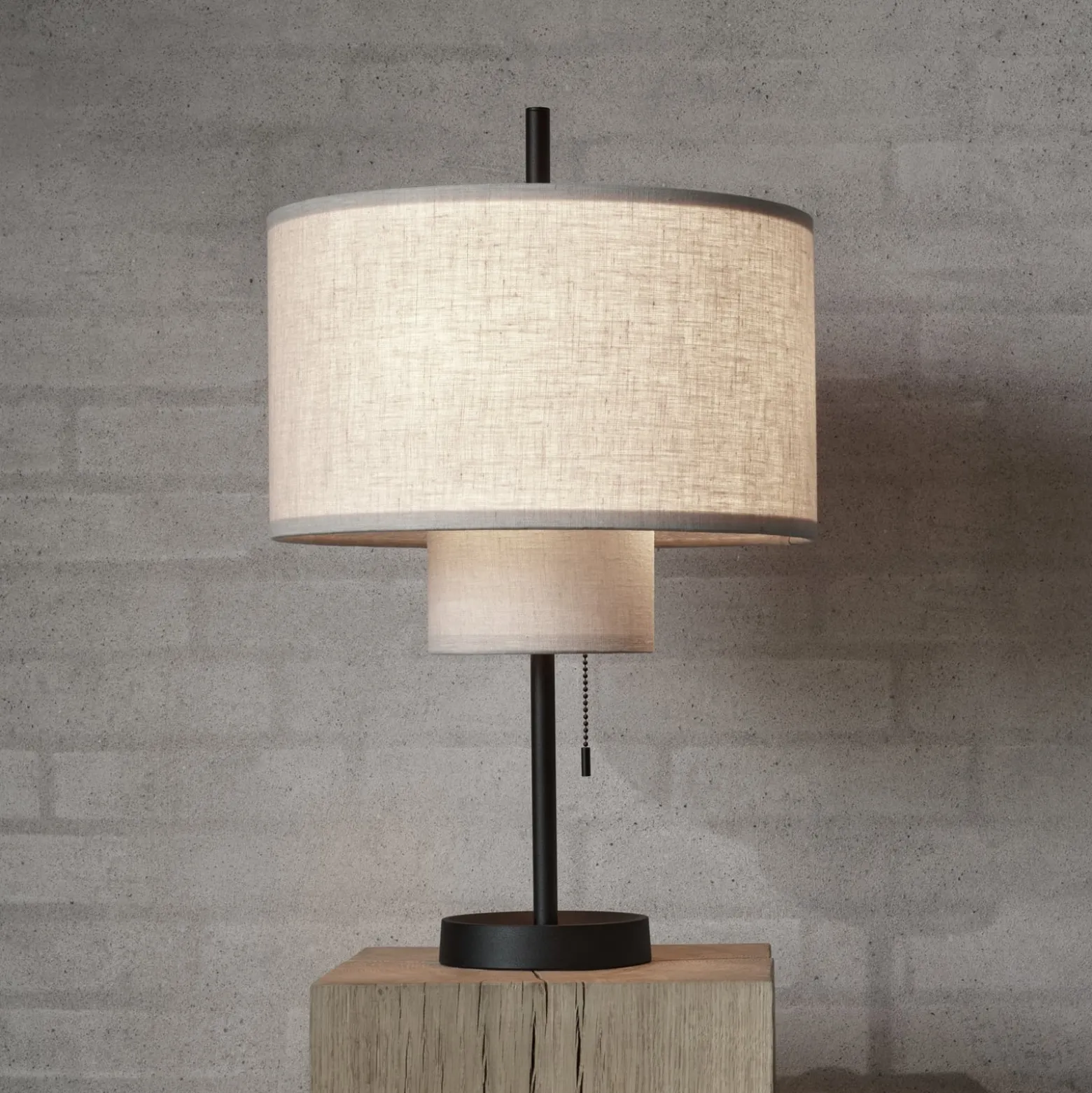 New Works Tischlampe Margin, beige, Textil, Ø 36 cm, E27