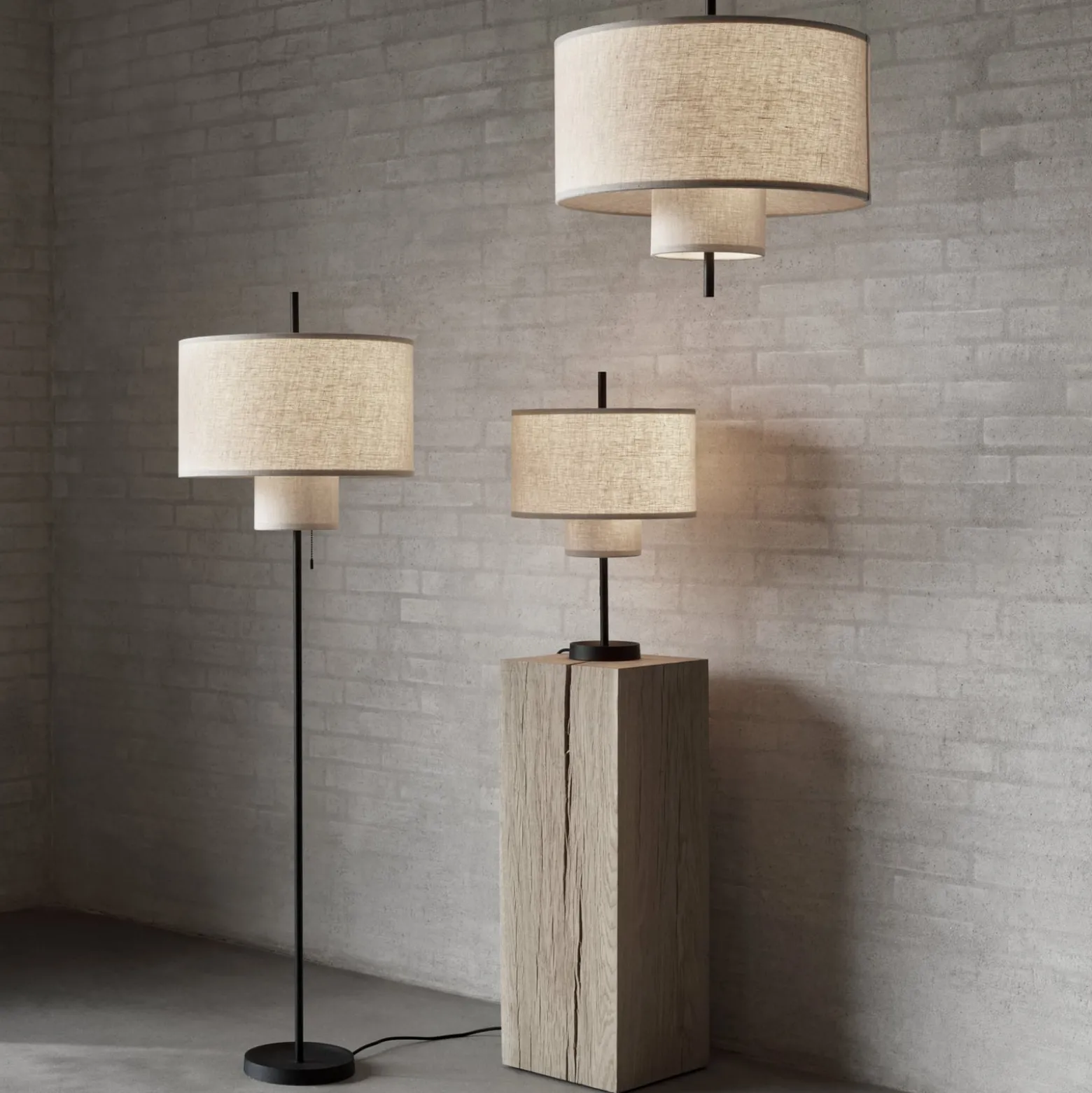 New Works Tischlampe Margin, beige, Textil, Ø 36 cm, E27