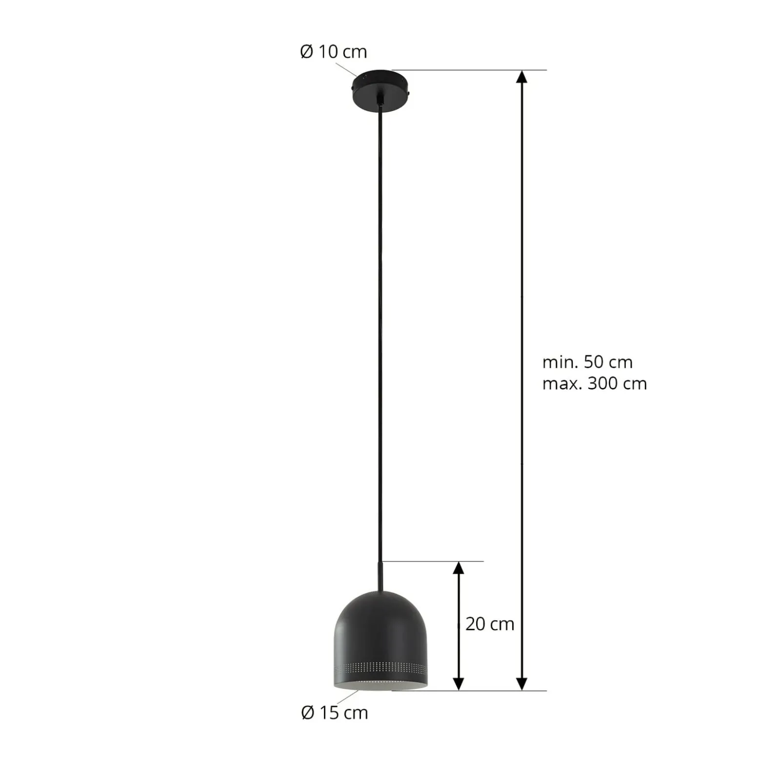 NOLA Hängeleuchte Oura, Ø 15 cm, schwarz, Eisen, E27