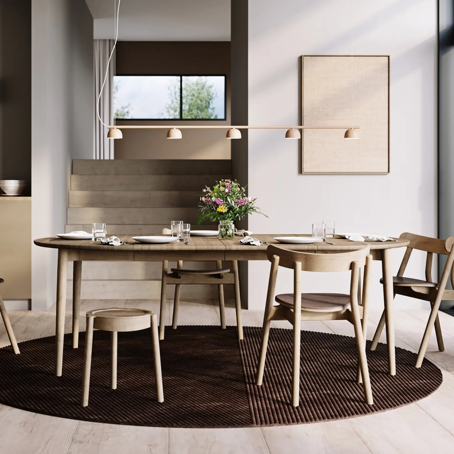 Northern Blush LED-Hängeleuchte, 5-flg., beige