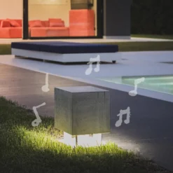 OLEV Cemento LED-Sockelleuchte mit Lautsprecher