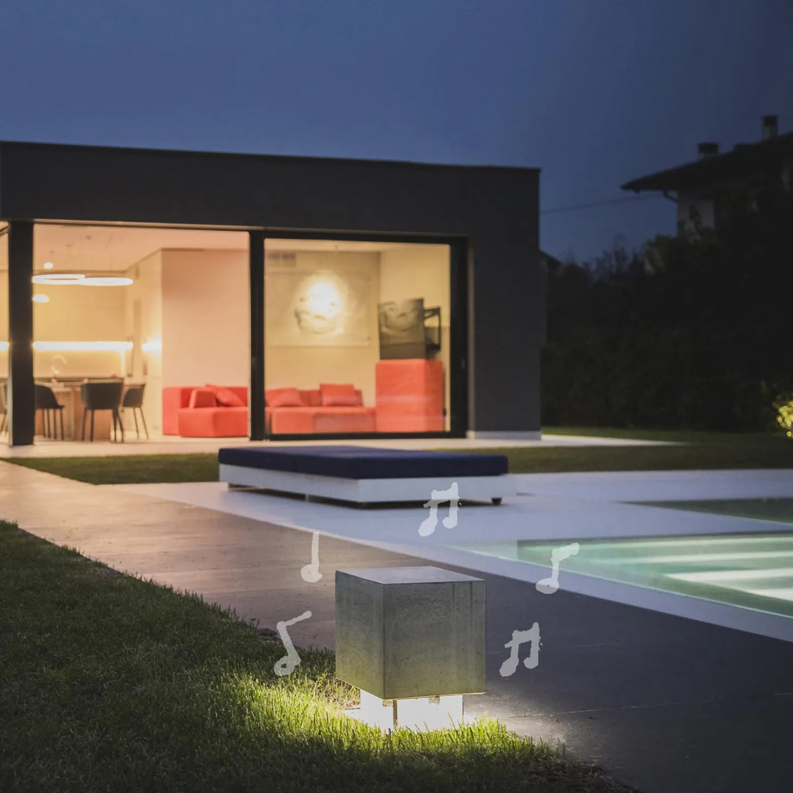 OLEV Cemento LED-Sockelleuchte mit Lautsprecher