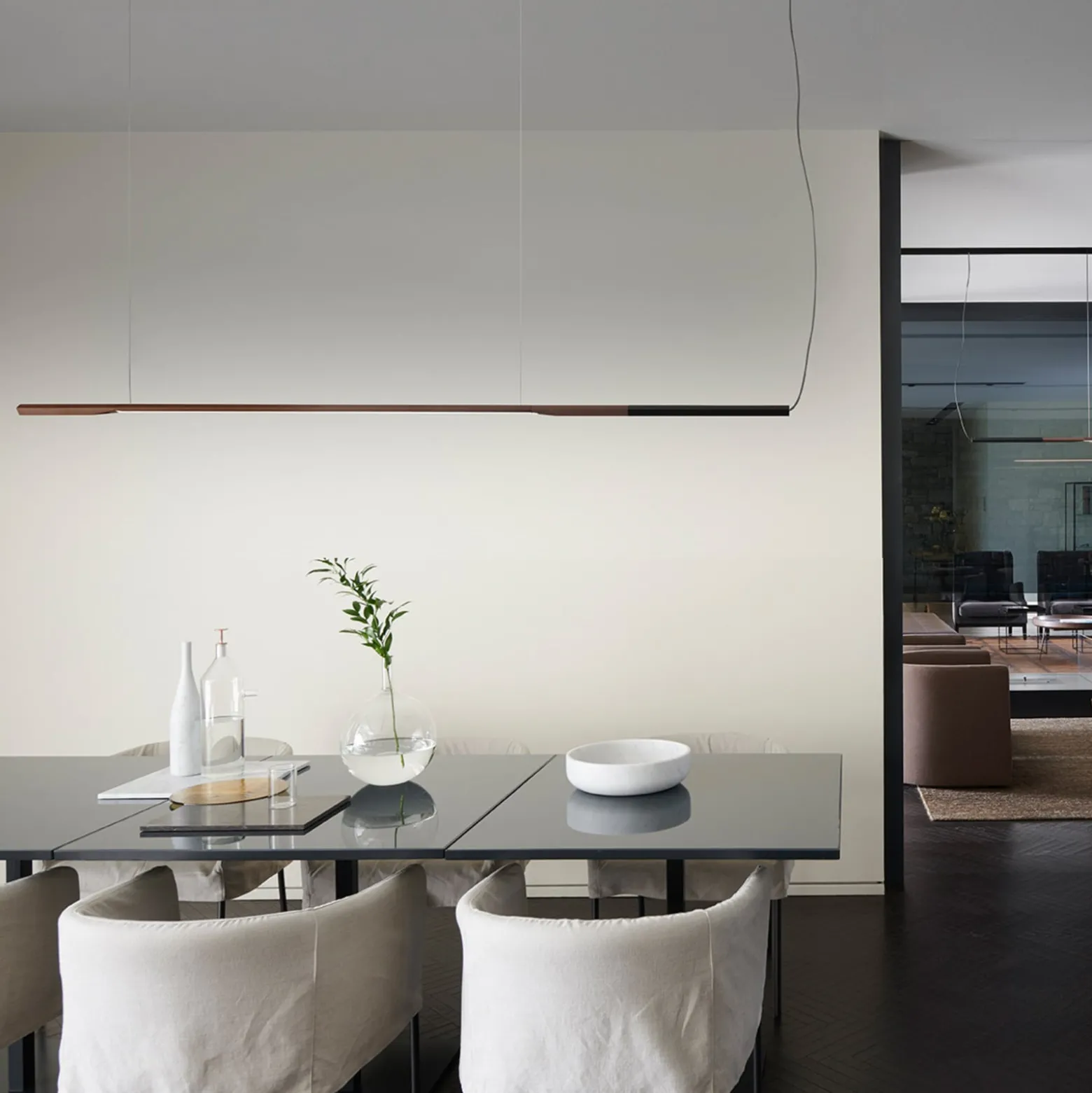 Oluce Ilo 487 LED-Hängeleuchte, waagerecht, bronze