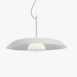 Oluce LED-Hängelampe Iride, Ø 85 cm, weiß, Metall, Glas