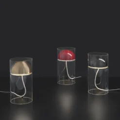 Oluce LED-Tischleuchte Medusa, rot, Glas, Höhe 30 cm