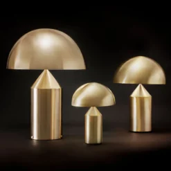 Oluce Tischleuchte Atollo, goldfarben, Alu, Ø 25 cm