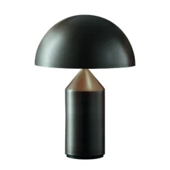 Oluce Tischleuchte Atollo, nickel satin, Alu, Ø 25 cm