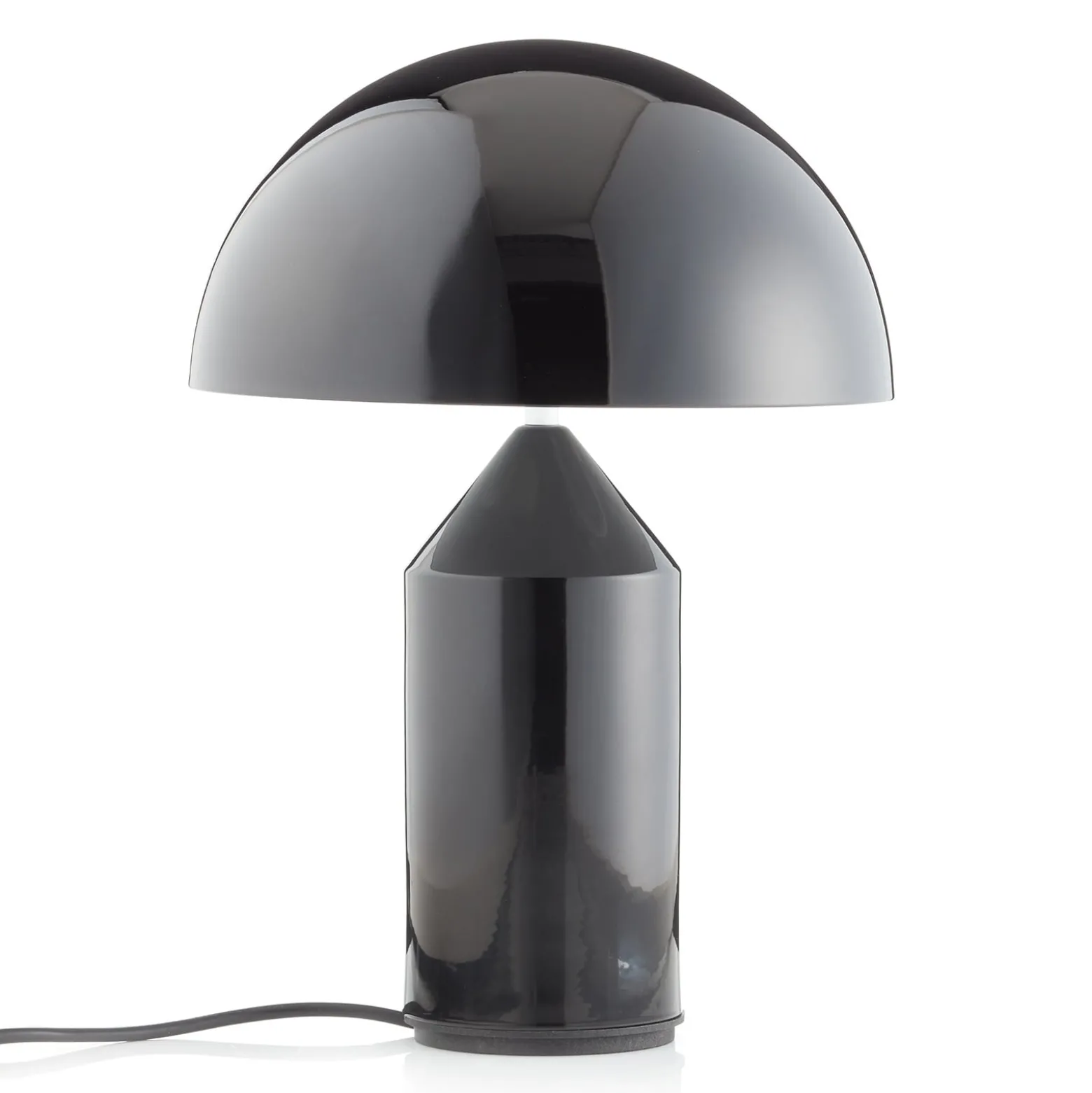 Oluce Tischleuchte Atollo, schwarz, Alu, Ø 25 cm